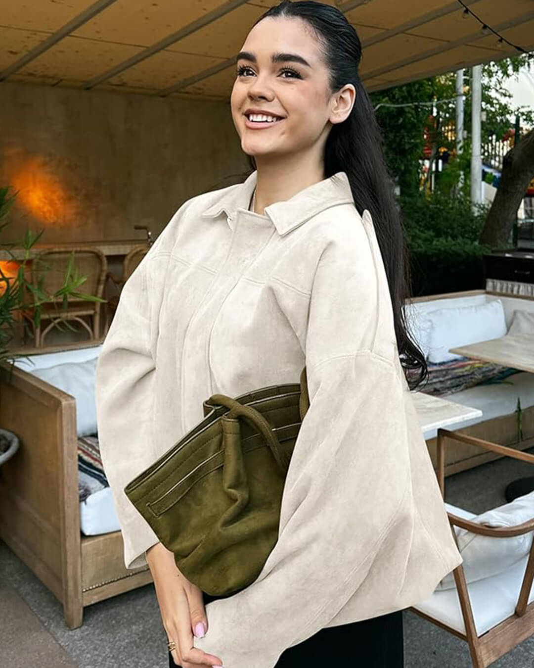 Lara Suede Bomber Jacket