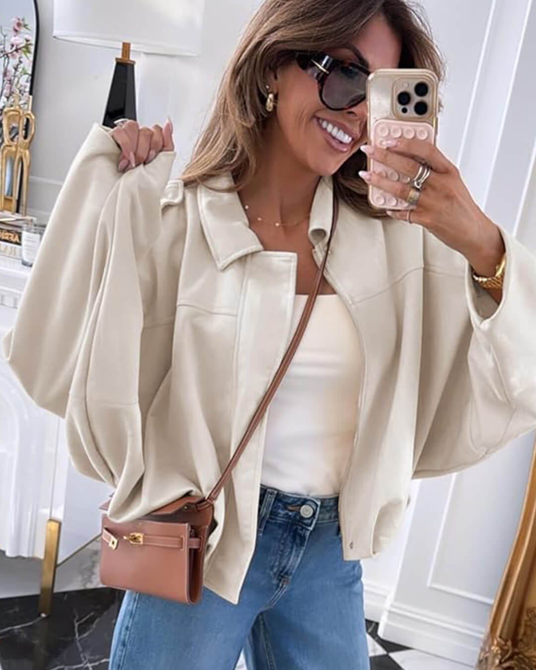Lara Suede Bomber Jacket